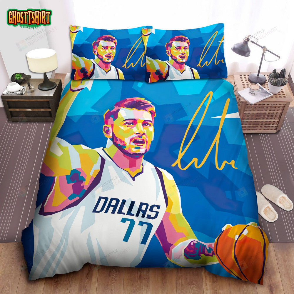 Dallas Mavericks Luka Doni Wedha's Pop Art Portraits Bed Sheet Duvet Cover Bedding Set
