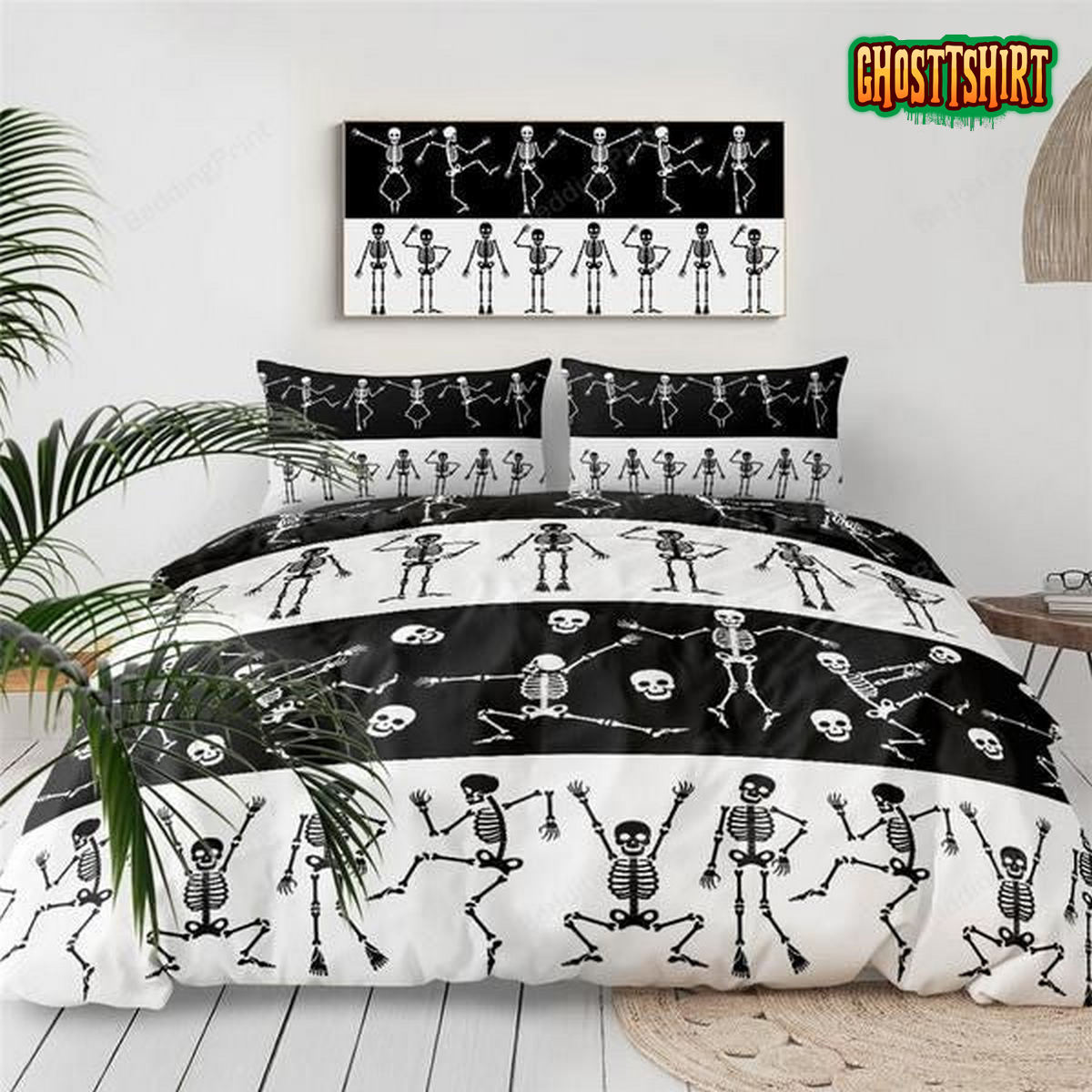 Dancing Skeleton Skull Bed Sheets Duvet Cover Bedding Set