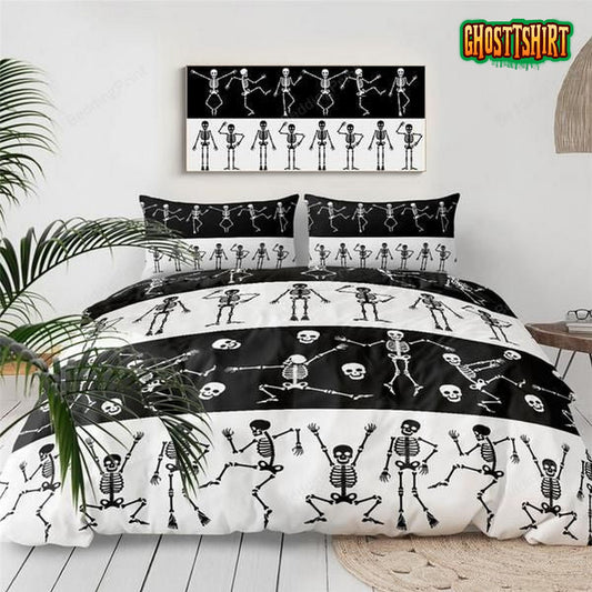 Dancing Skeleton Skull Bed Sheets Duvet Cover Bedding Set