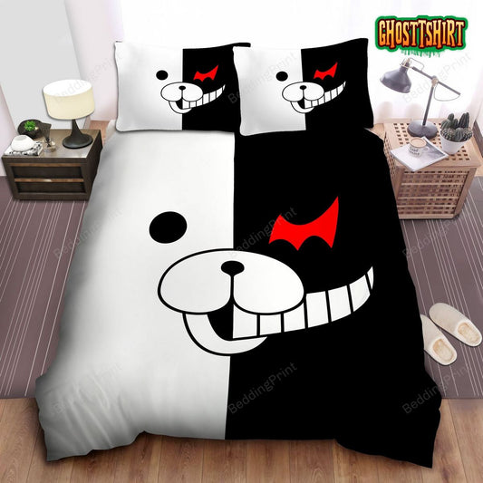 Danganronpa Momokuma Face Split Bed Sheets Duvet Cover Bedding Set