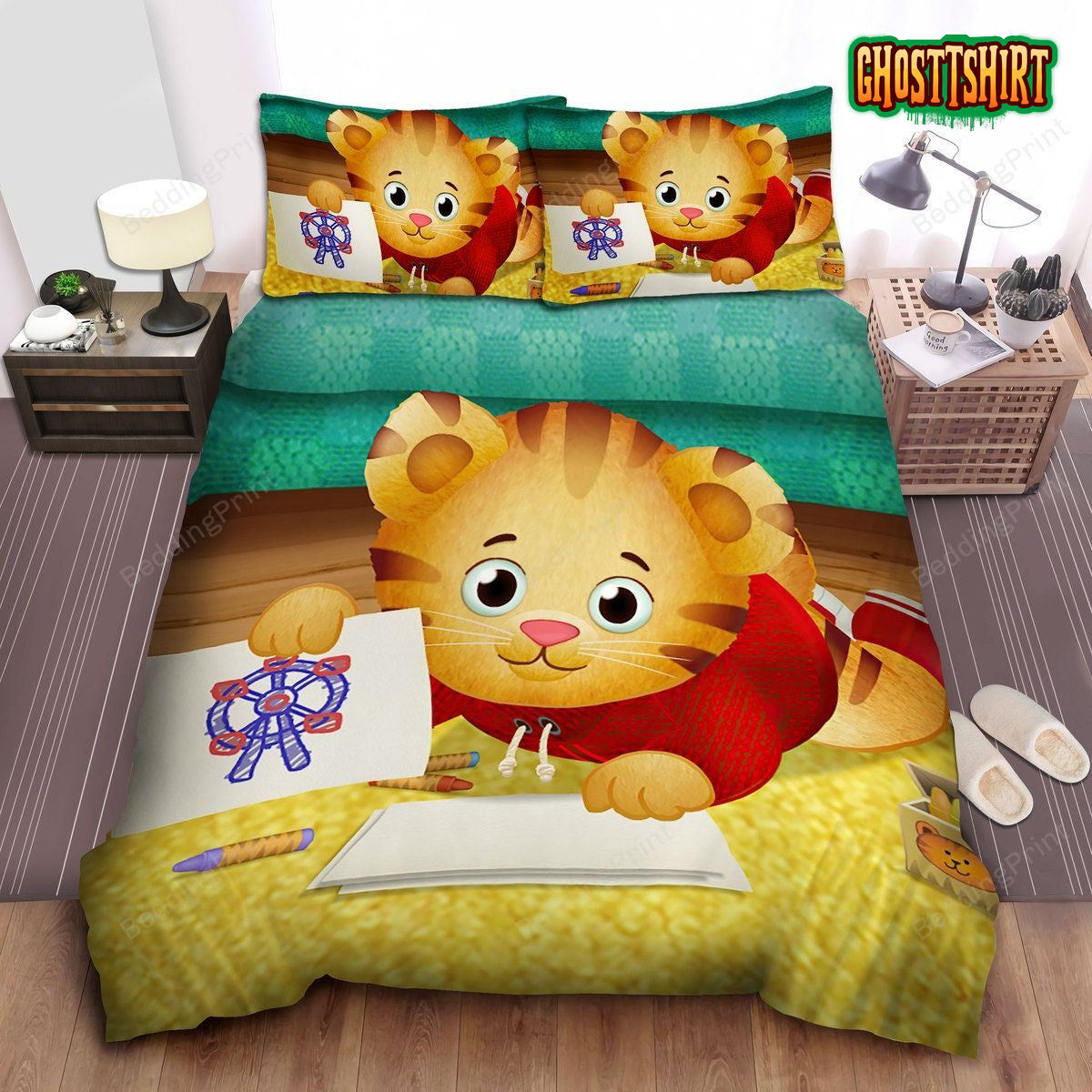 Daniel Tiger's Neighborhood Daniel Drawing A Ferris Wheel Bed Sheets Duvet Cover Bedding Set