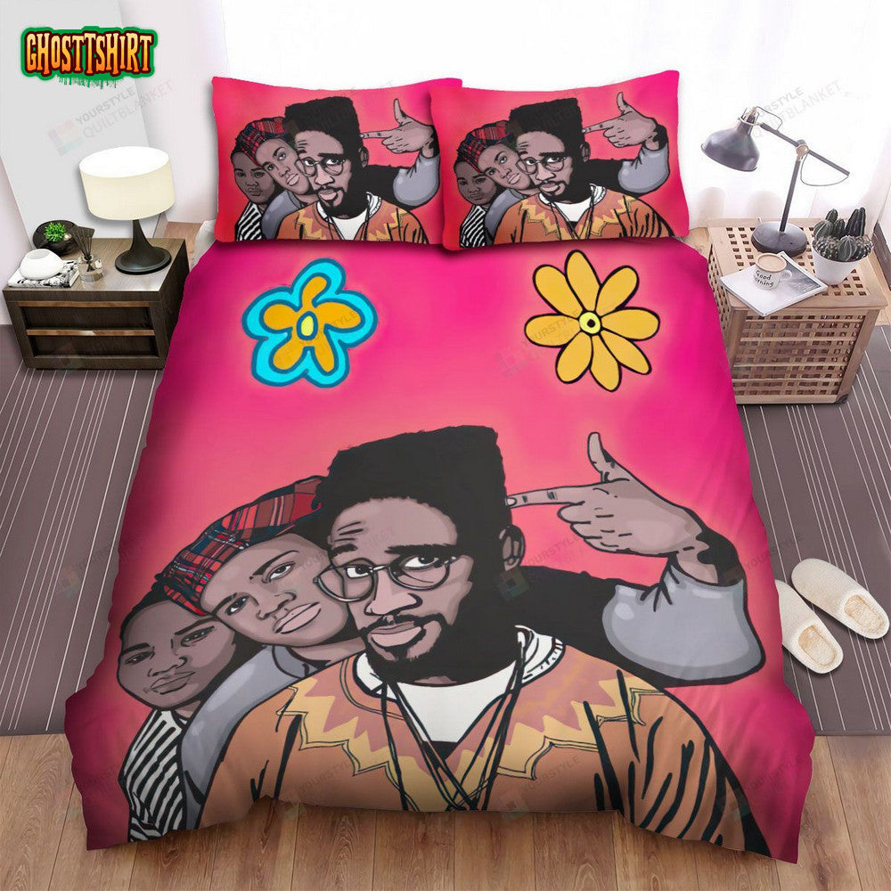 De La Soul Band Pink Background Bed Sheets Spread Comforter Duvet Cover Bedding Set