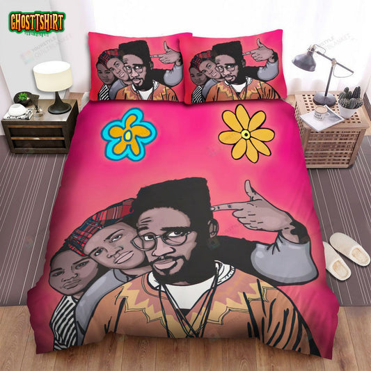 De La Soul Band Pink Background Bed Sheets Spread Comforter Duvet Cover Bedding Set