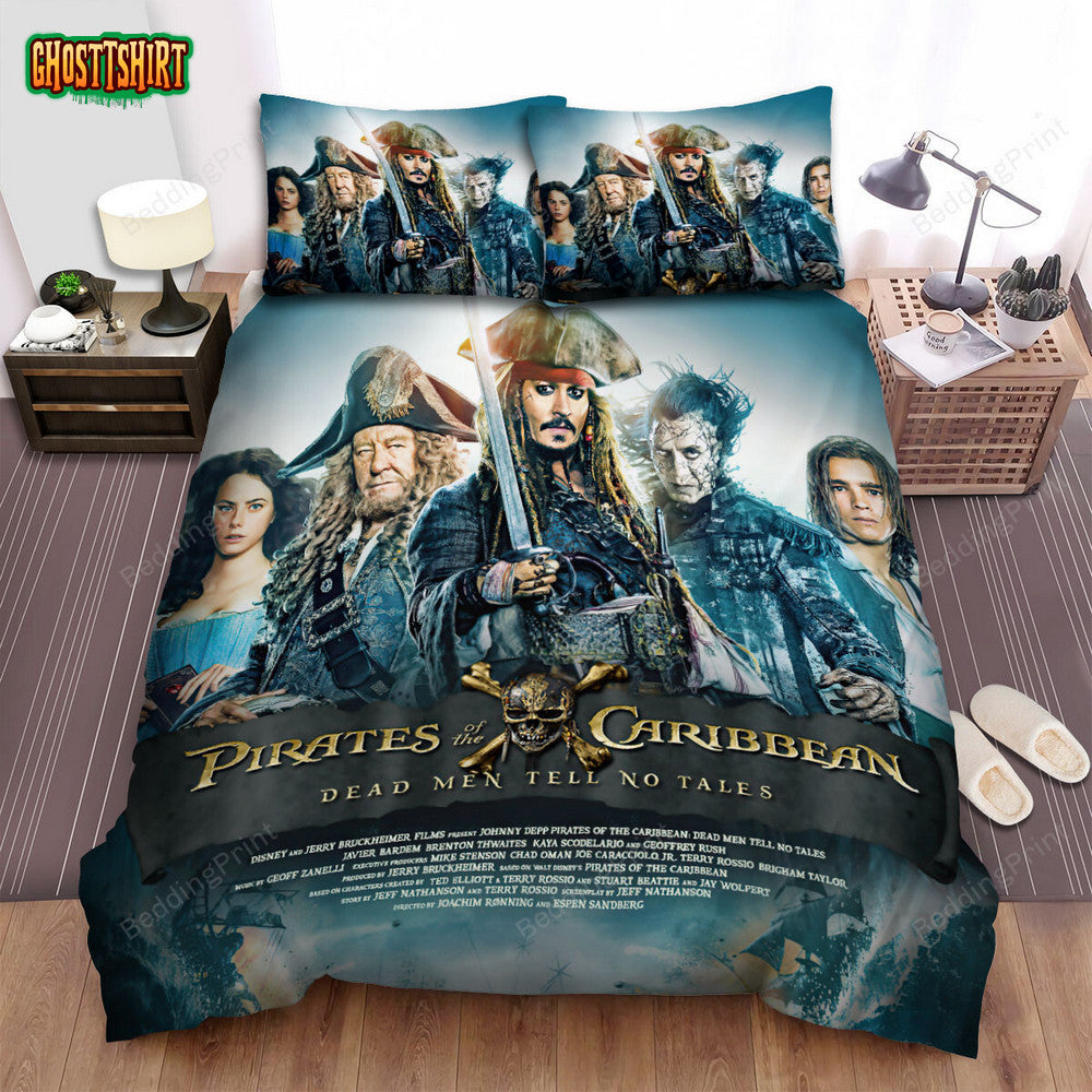 Dead Men Tell No Tales (2017) Movie Poster Fanart 4 Bed Sheets Duvet Cover Bedding Set