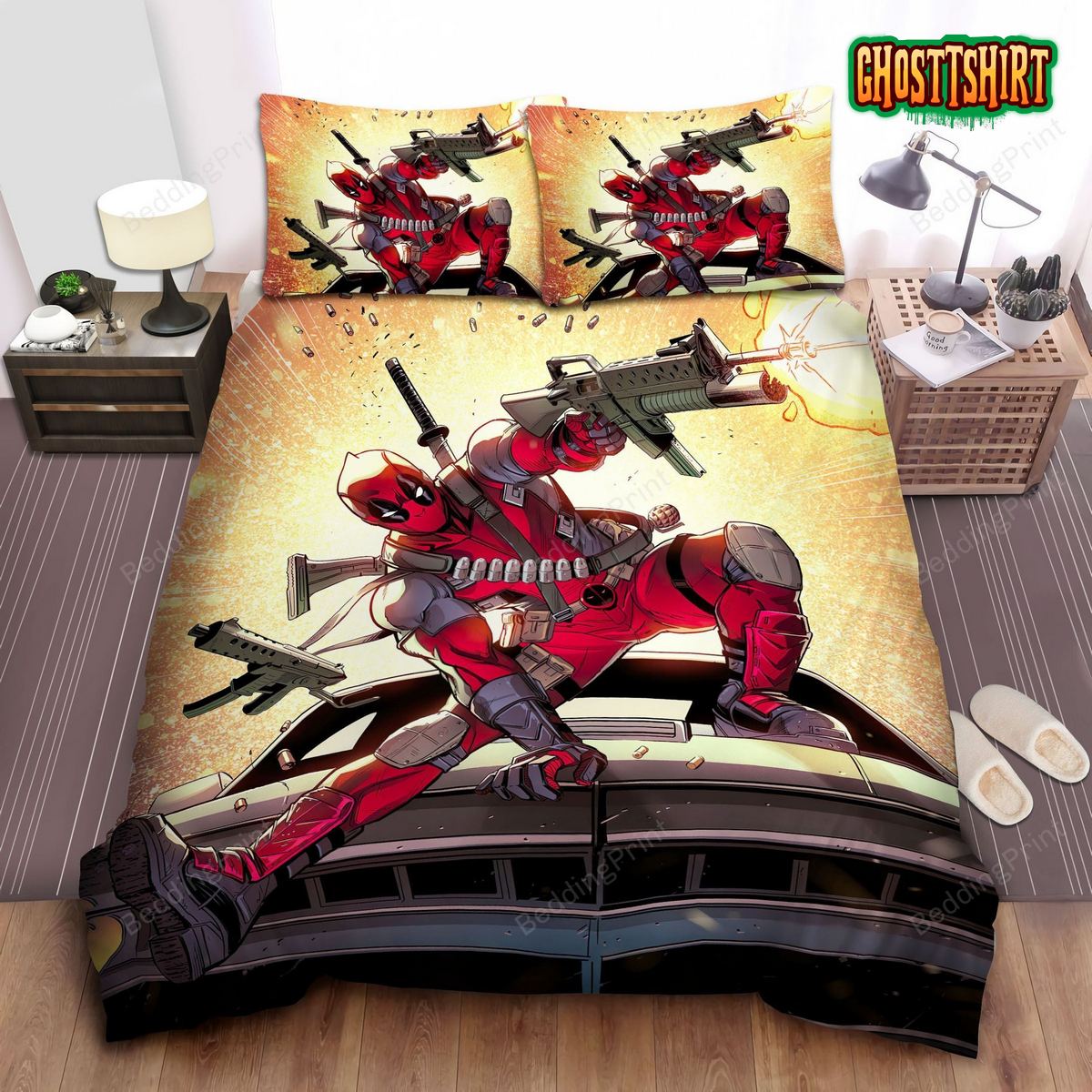 Deadpool & Broken Glasses Bed Sheets Duvet Cover Bedding Set