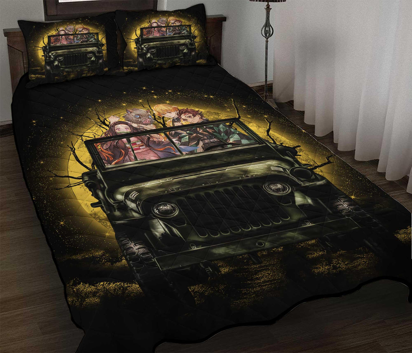 Personalized Anime Demon Halloween Moonlight  3-pc Quilt Bedding Set for Kids Adults