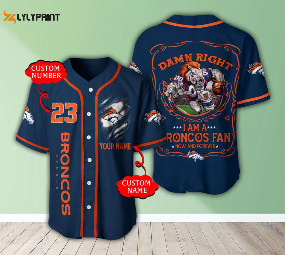 Denver Broncos Personalized Baseball Jersey Fan Gifts - lylyprint.com