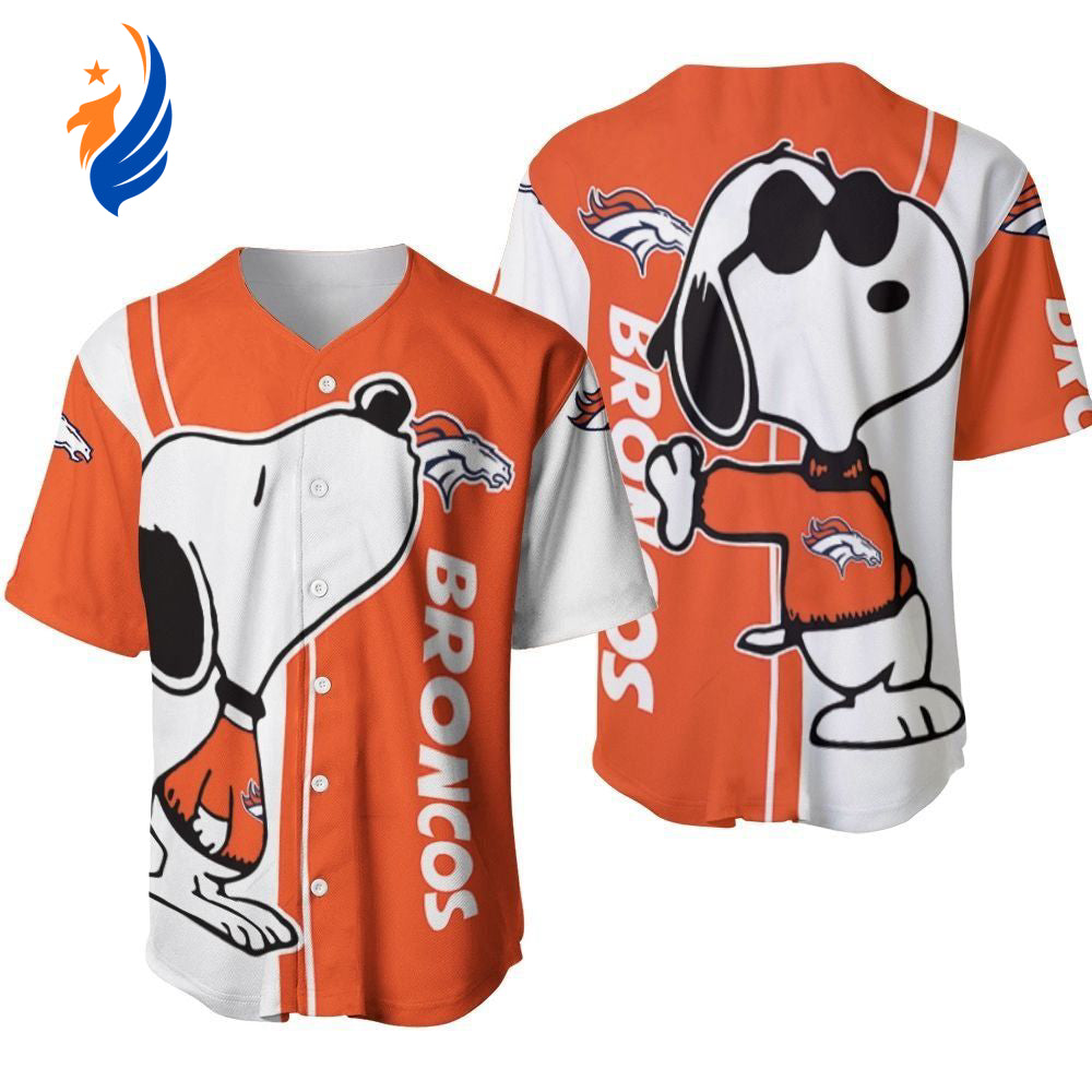 Denver Broncos Snoopy Lover Printed Baseball Jersey - Gift for Women Men - Bafud