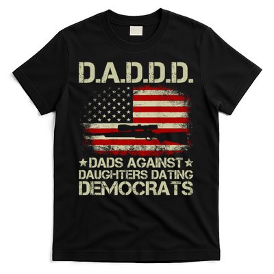 Daddd Gun Dads Against Daughters Dating Democrats USA Flag T-Shirt