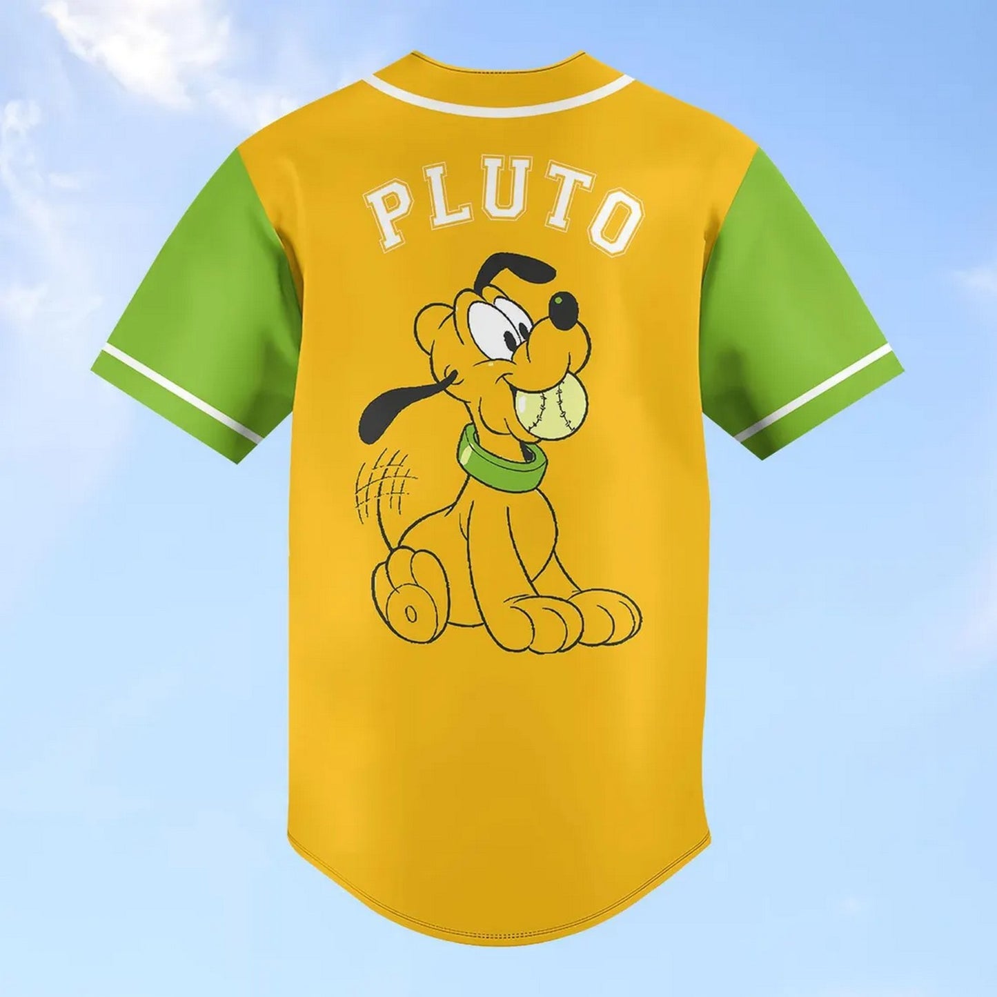 Disney Cute Pluto Green Orange Baseball Jersey
