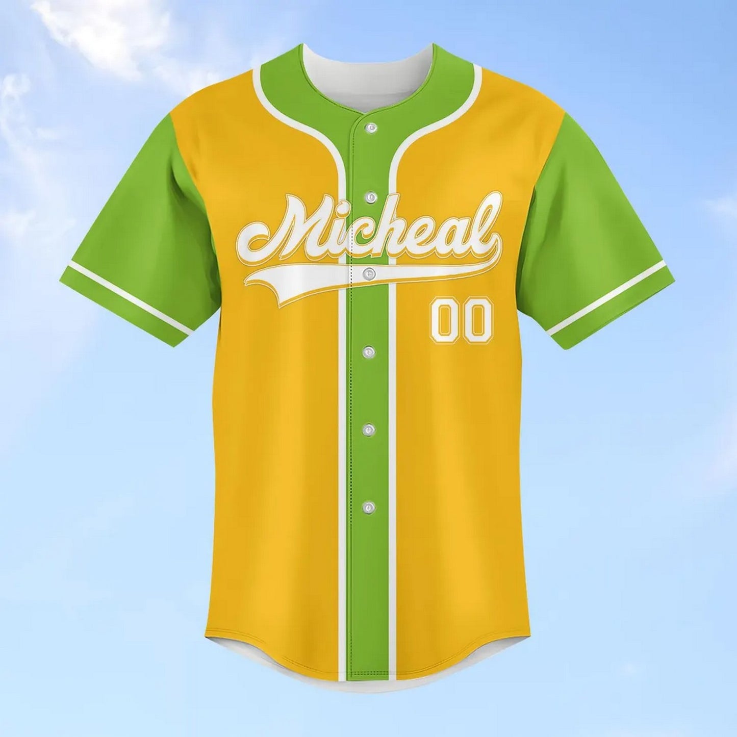 Disney Cute Pluto Green Orange Baseball Jersey