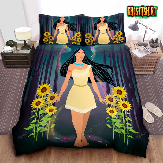 Disney Princess Pocahontas And Sunflowers Bed Sheet Duvet Cover Bedding Set