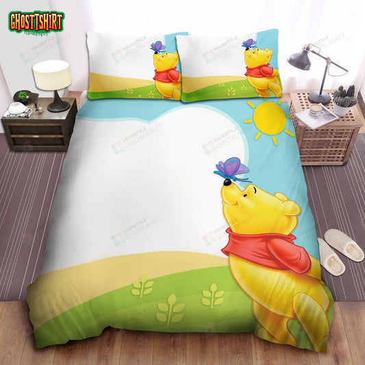 Disney Winnie The Pooh And A Butterfly Bed Sheets Spread Comforter Duvet Cover Bedding Set