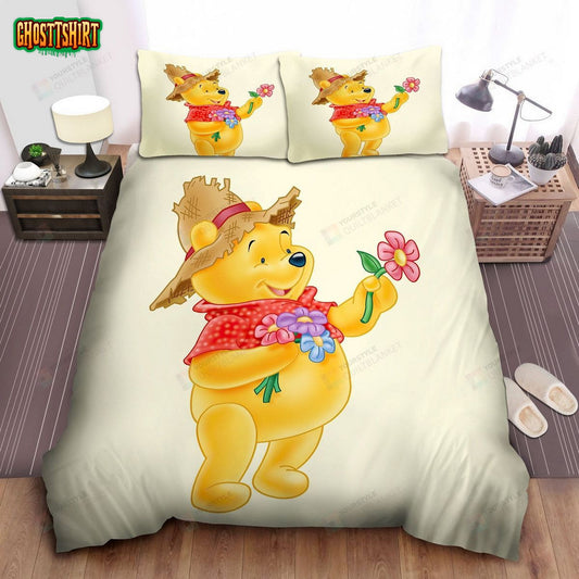 Disney Winnie The Pooh And Flowers Bed Sheets Spread Comforter Duvet Cover Bedding Set