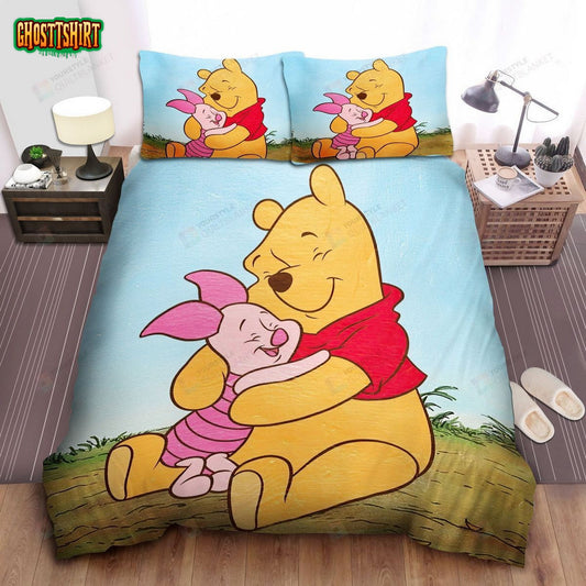 Disney Winnie The Pooh And Piglet Hugging Bed Sheets Spread Comforter Duvet Cover Bedding Set
