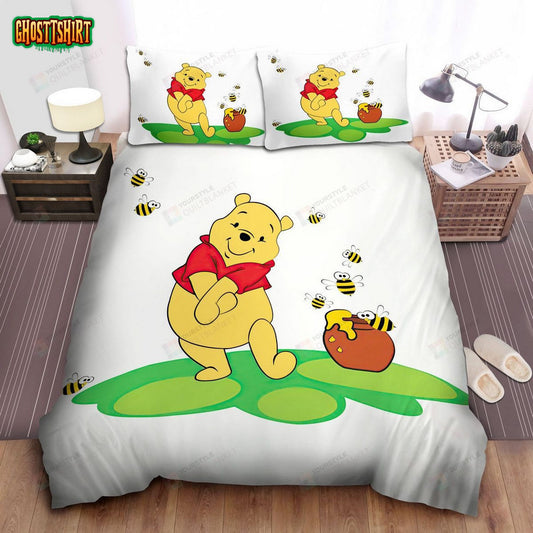 Disney Winnie The Pooh Hunny Pot And Bees Bed Sheets Spread Comforter Duvet Cover Bedding Set