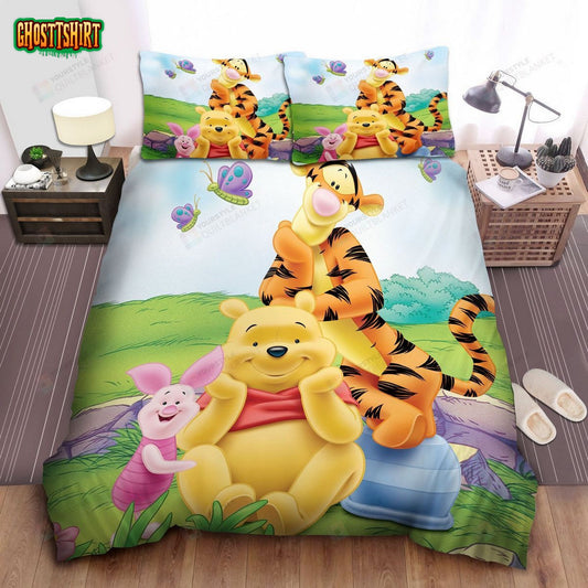 Disney Winnie The Pooh & Piglet & Tiger Bed Sheets Spread Comforter Duvet Cover Bedding Set