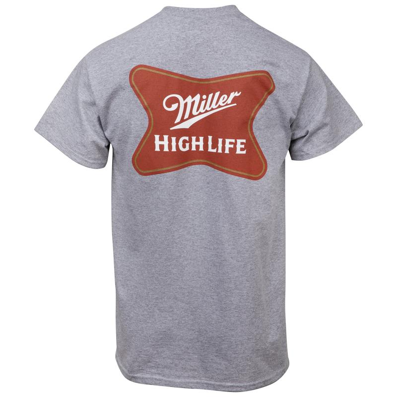 Miller High Life Logo Front and Back Print Pocket T-Shirt, Beer Summer Tshirt,