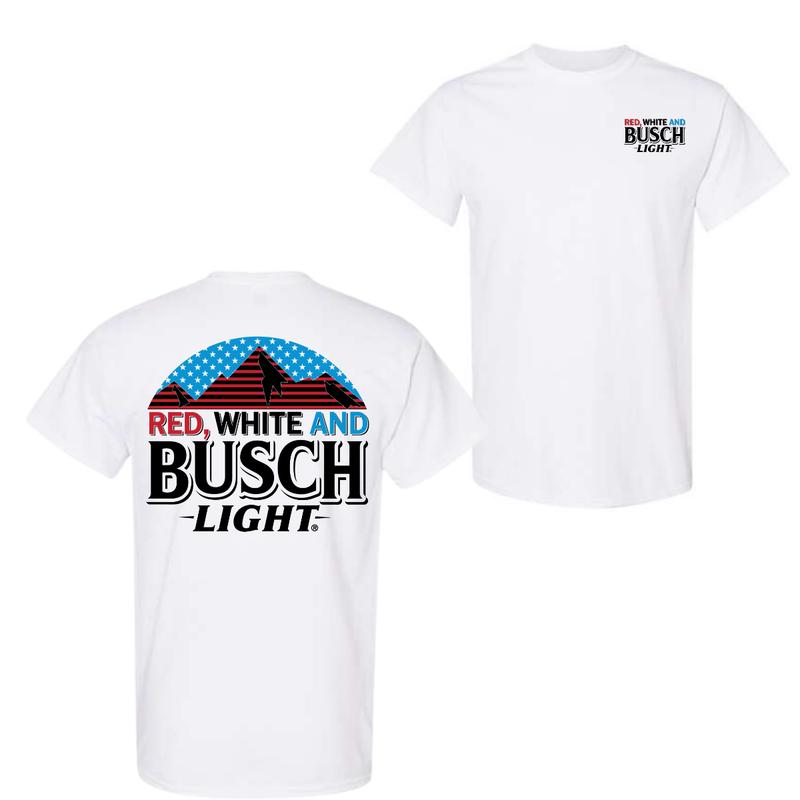 Red White And Busch Light 2 Sided T-shirt Busch For Men For Women