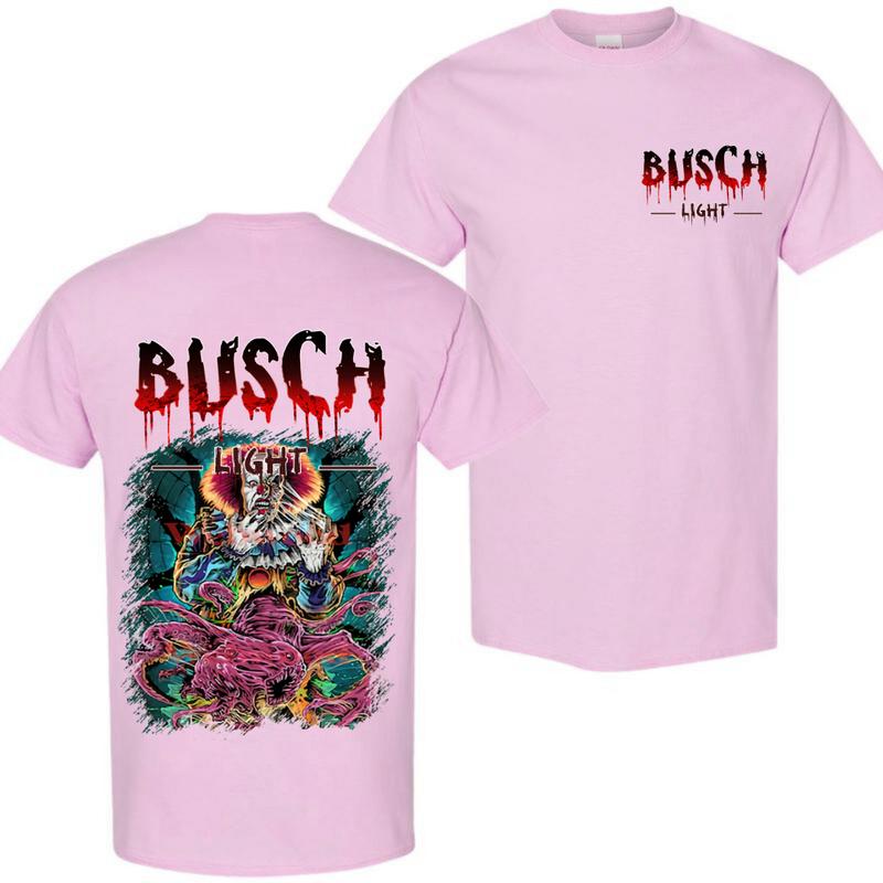 BUSCH LIGHT, BEER, Halloween, Busch Light Stephen King T-Shirt, Comfort Colors Shirt, Casual Graphic Round Neck T-shirt for Summer, Fashion Top for Da