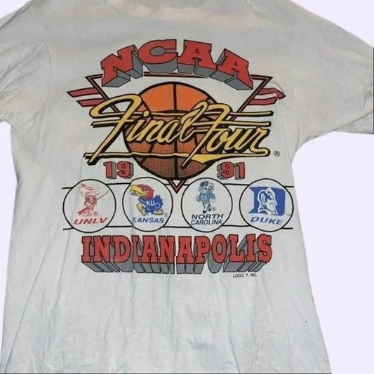 Gildan Retro NCAA Final Four 1991 Football Shirt - Heavy Cotton Unisex T-Shirt with Seamless Double-Needle Collar, Digital Print, Classic Fit