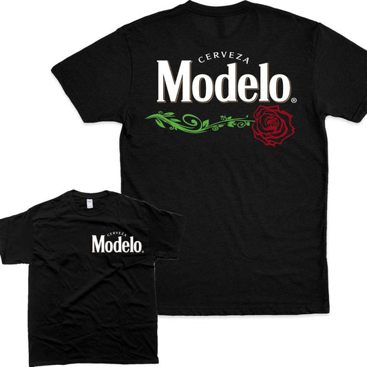 Vintage Modelo Rose 2 Sided T-shirt, Modelo T-shirt Full Color For Men And Women T-shirt, Modelo Beer T-shirt