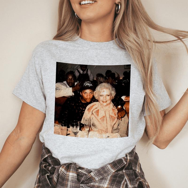 Betty White Eazy E Shirt, Compton Rapper Tee, Betty White Golden Girls T-Shirt, Printed Hip-Hop Graphic Tee, Vintage Style Tee, Clothing