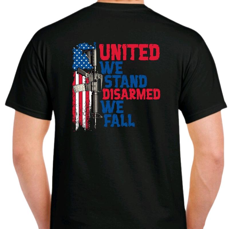United We Stand. Disarmed We Fall Men's t-shirt Crewneck Cotton