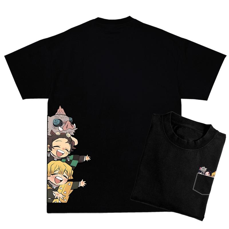 Tanjiro Zenitsu Inosuke funny pocket 2 sides T-shirt,  Demon Slayer Shirt,  To the Hashira Training shirt, Demon Slayer t-shirt, Kimetsu no Yaiba To t