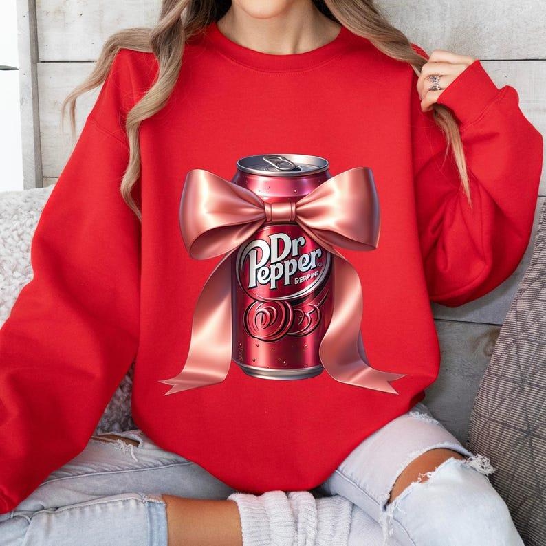 Vintage Dr Pepper Coquette Dr Pepper Sweatshirt, Pink Bow Dr Pepper Shirt, Perfect Soda Lover Gift Idea, Diet Dr.Pepper Gifts, Soda Crewneck, Merry Ch
