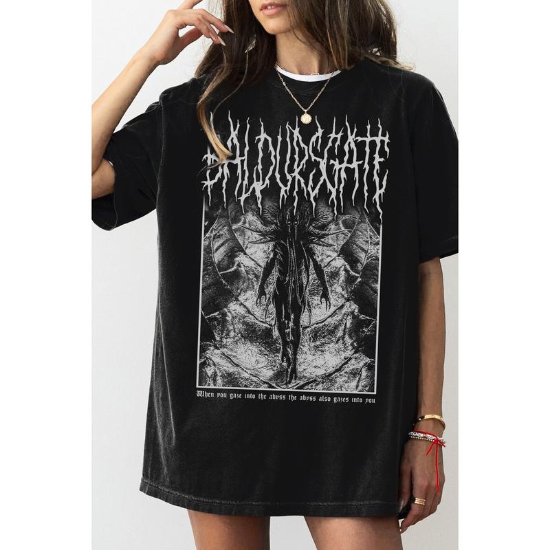 Baldurs Gate 3 Metal Mindflayer Shirt, Cotton Unisex T-shirt, Crew Neck, Size S- 4xl, Menswear Top, Womenswear Top Underwear Streetwear