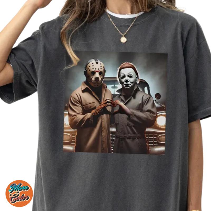 Jason and Michael Halloween Heart Hands Shirt, Cotton Unisex T-shirt, Crew Neck, Size S- 4xl, Menswear Top, Womenswear Top Underwear Streetwear