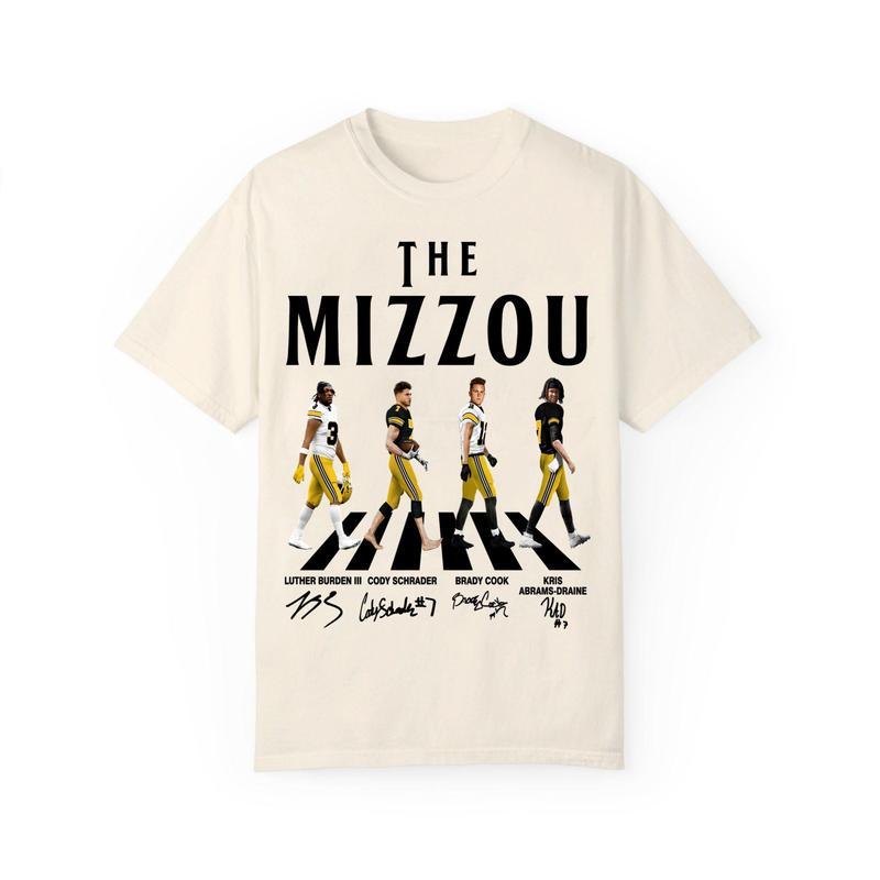 The Mizzou Walking Abbey Road tshirt, Gift for Fan, Gift for Him, Gift for Her Classic Cotton Fabric Menswear Top Collar Decoration Graphic Print