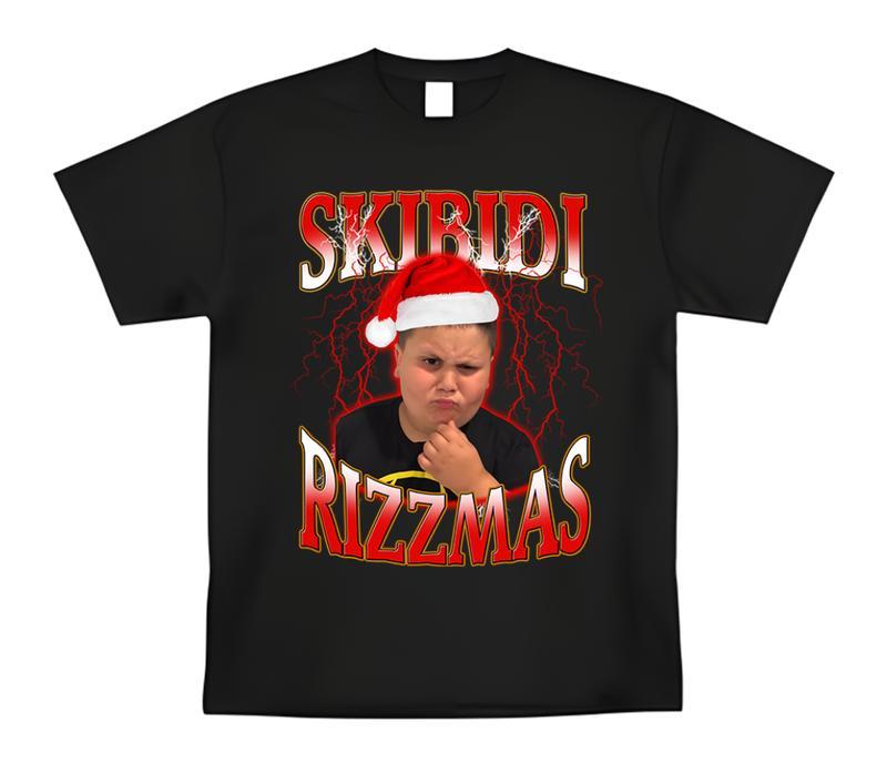 Skibidi Rizzmas Meme The Rizzler T-Shirt  - Meme T-Shirt, Crew Neck, Slight Stretch, Breathable & Wear-Resistant, All-Season Short Sleeve Tee, Perfect