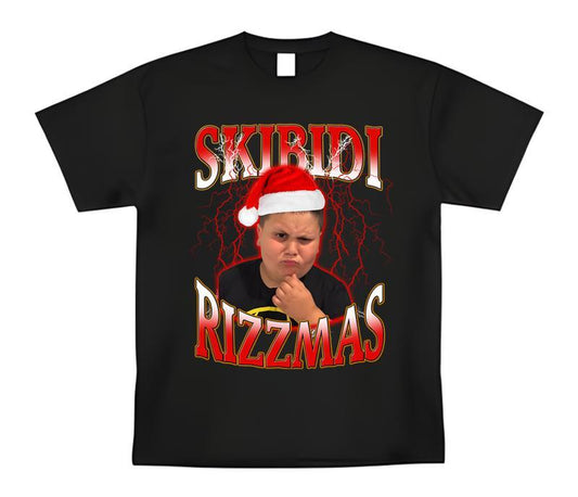 Skibidi Rizzmas Meme The Rizzler T-Shirt  - Meme T-Shirt, Crew Neck, Slight Stretch, Breathable & Wear-Resistant, All-Season Short Sleeve Tee, Perfect