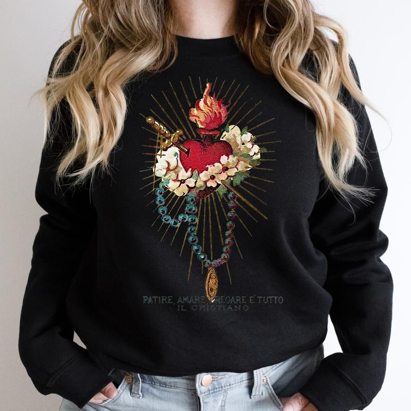 Sacred Heart - Shirt or Sweatshirt, Blessed Heart, Pink Sweatshirt