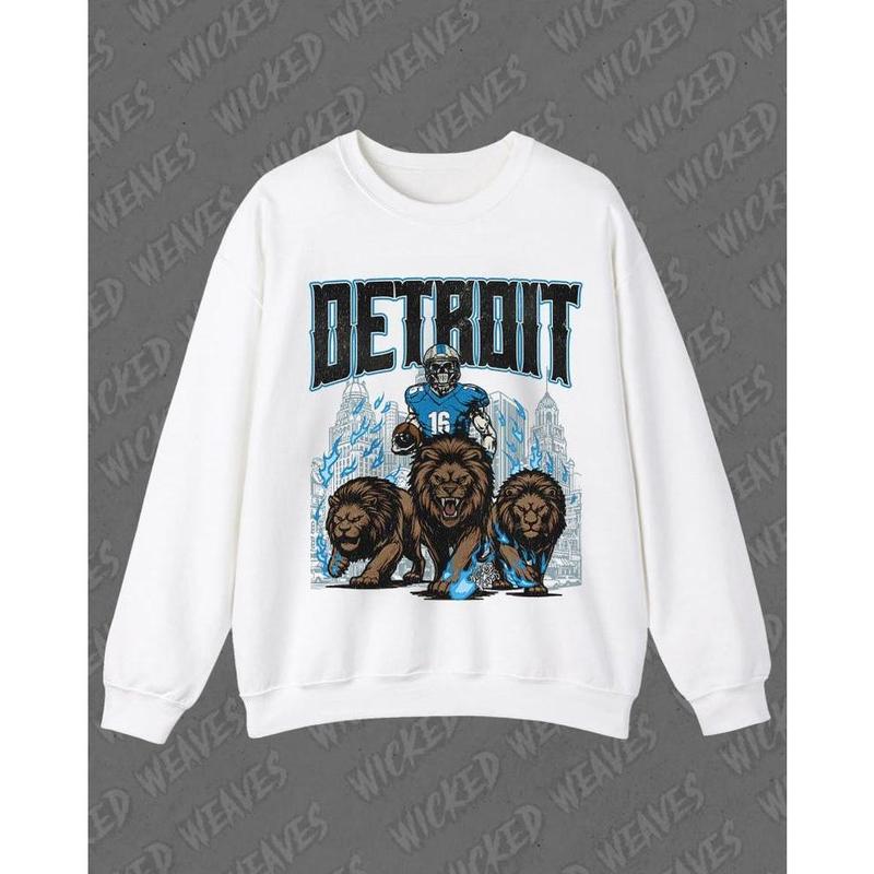 Detroit Football Sweatshirt, Graphic Vintage Skeleton Sweater, Fan Gift Crewneck, Lions