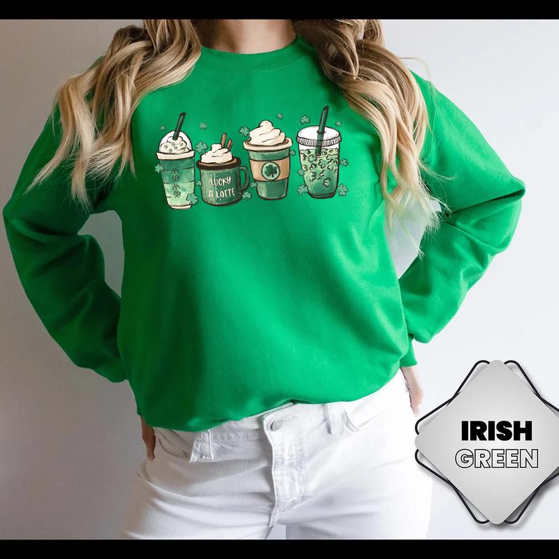 St Patricks Day Coffee Crewneck Sweatshirt, Hoodie, T-shirt