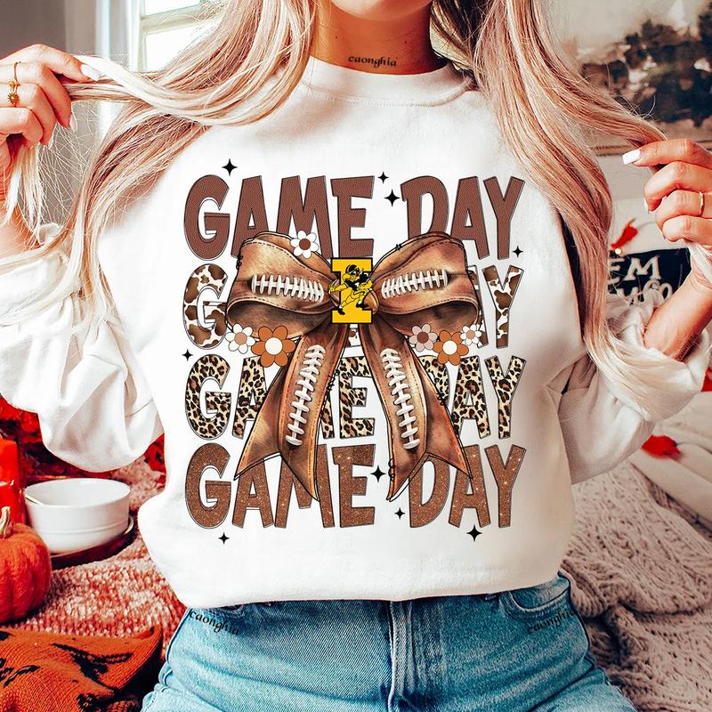 Vintage Iowa Hawkeyes Football Coquette Bow Game Day Shirt, Gameday Women's Sweatshirt Cotton Fit Top Womenswear