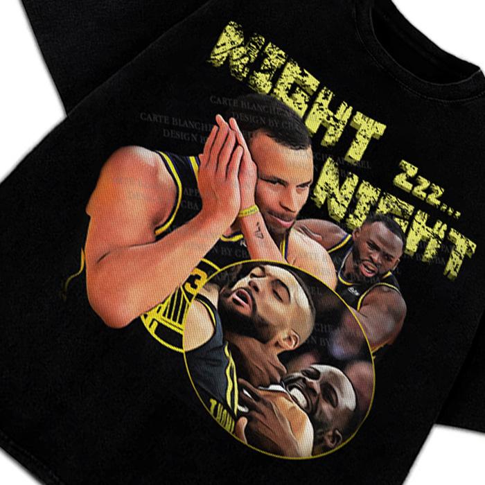 Steph Curry Graphic Tee Night Night Celebration Funny Draymond Green Rudy Gobert Meme Basketball Fan Apparel T-Shirt Crewneck Cotton Menswear Soft