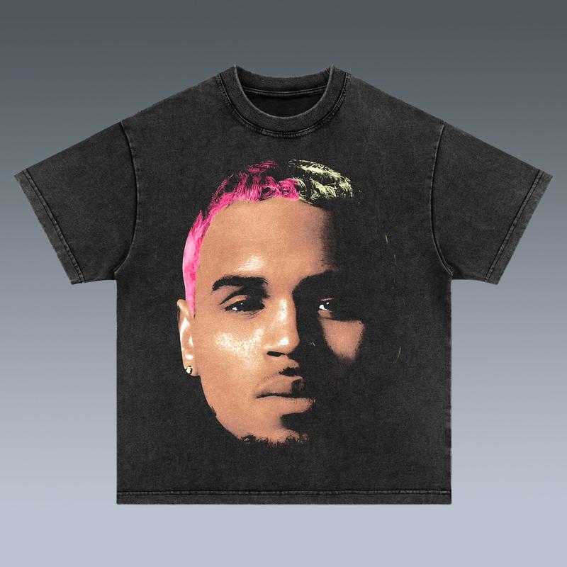 C.BROWN BIG HEAD 2 SIDES Cotton Vintage Shirt To Match Sneaker Hiphop Clothing Rapper Merch Shirt, Hiphop Tour Concert 2024, Gift For Fan Y2K Aestheti