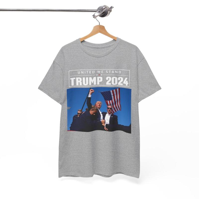 Trump United We Stand - Trump 2024 - Trump Rally Shooter Tshirt - Trump You Missed - Trump Survived - USA Freedom - Donald J. Trump Unisex Heavy Cotto