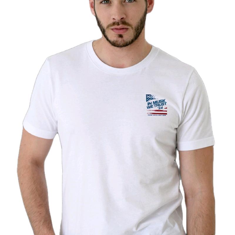 In Musk We Trust '24 Tshirt Menswear Casual Cotton team us Soft T-Shirt, Crewneck trump vance t shirt