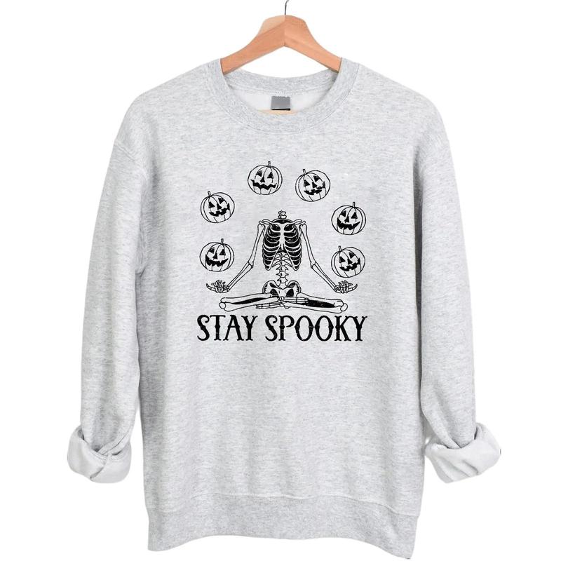 Stay Spooky Pumpkin Skeleton Sweatshirt Hoodie Tshirt, Halloween Gifts