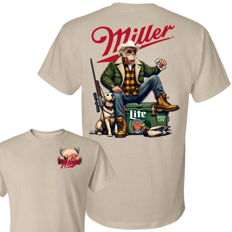 Trump With Miller Lite Beer Hunting Dog 2 Siders T-shirt, Miler Lite T-shirt, Perfect For Beer Lovers, Unisex for Men and For Women Classic Cotton