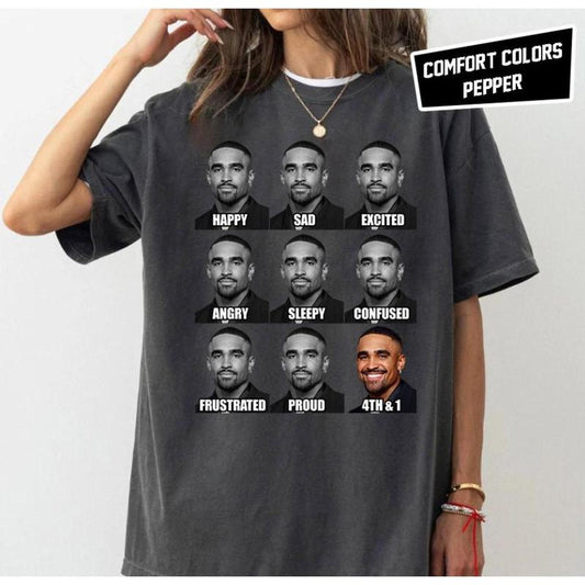 Jalen Hurts Funny Meme 4th And 1 Tush Push Comfort Colors Shirt, Philly Eagles Football Vintage TShirt, Game Day Shirt, Football Retro Shirt