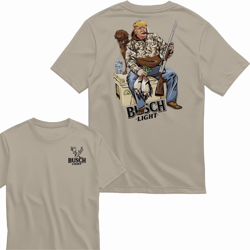 Busch Light, Hunter Trump With Busch Light Beer 2 Siders T-shirt, Perfect For Beer Lovers, Unisex T-Shirt, Cotton, Casual Graphic Trump T-shirt, Unise