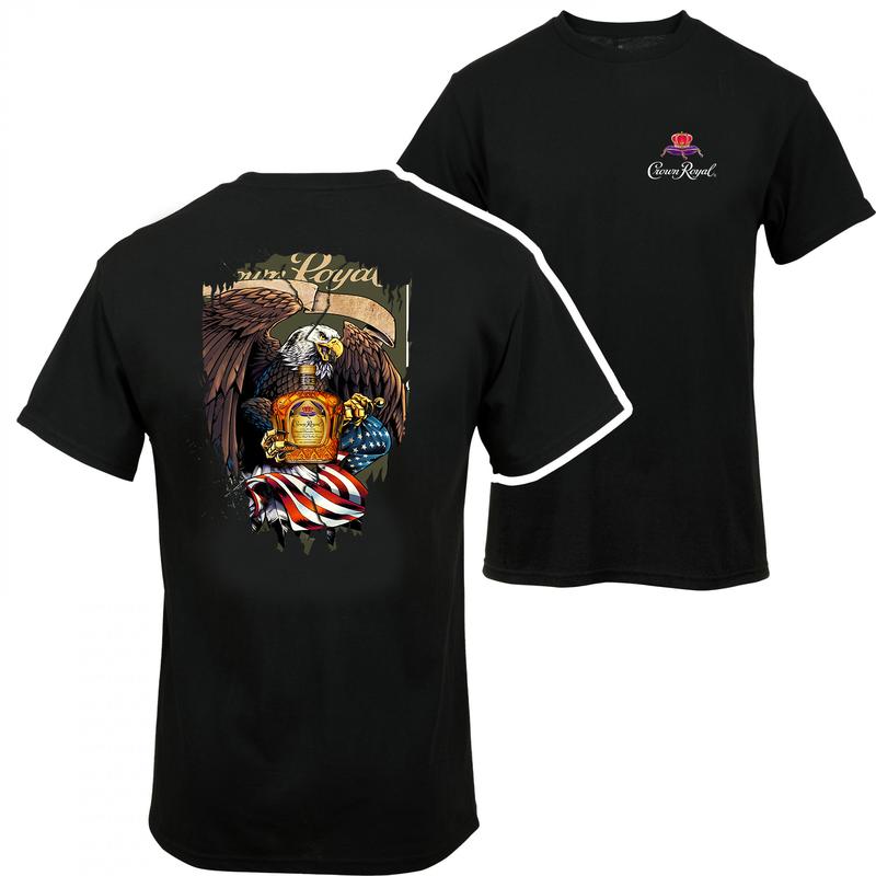 Crown Royal Eagle Usa Flag T-shirt - 2 Side - Styles For Every Occasion - One Style Fits All - Adventure Ready - Extended Size Range - Find Your Favor