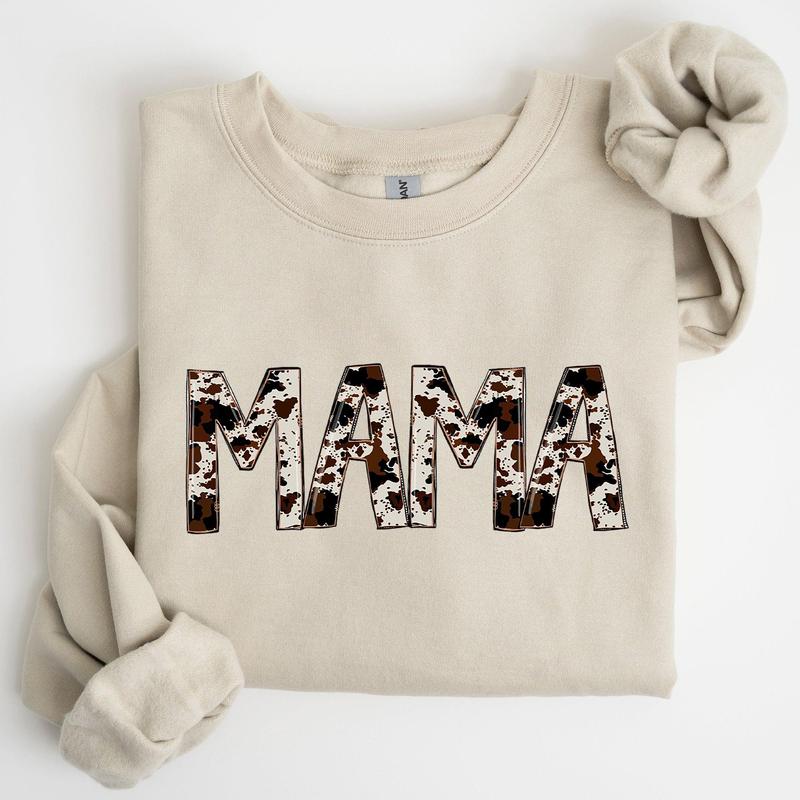 Mama, Cow Print, Mom, Mother's Day Gift Sweatshirt Casual Comfort Womenswear ComfortableÂ Graphic