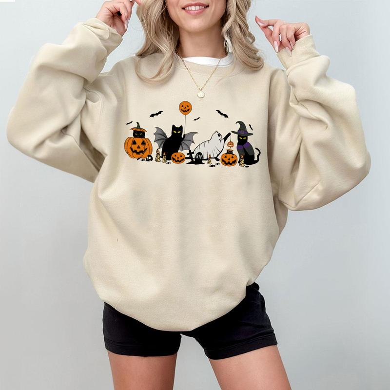 Halloween Cats Sweater - Cute Cat Halloween, Perfect for Pet Lovers Sweatshirt Unisex